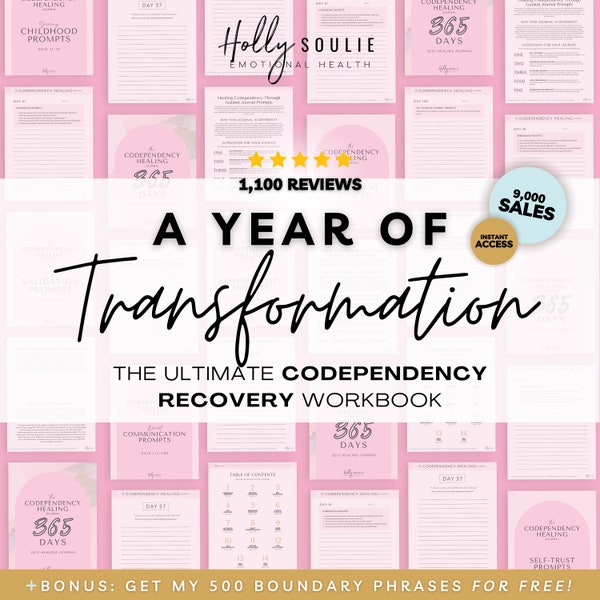 A Year of Transformation: The Ultimate Codependency Recovery Workbook, Mental Health Journal, Self Care Sets And Kits, Boundaries Worksheets