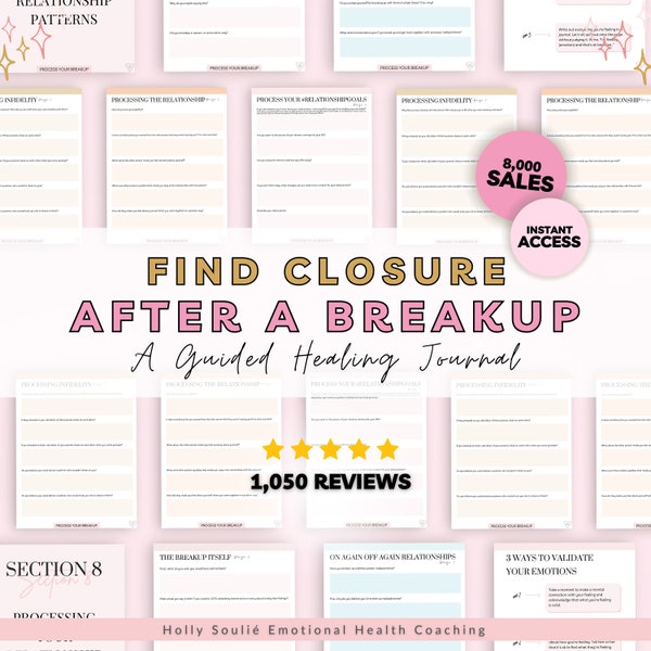 Find Closure: A Breakup Processing Journey, Guided Healing Breakup Journal Prompts, Digital Breakup Self Love Journal, Relationship Gifts
