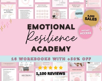 Emotional Resilience Academy Workbook Bundle, Mental Health Workbook, Guided Journal Prompts, Goodnotes Journal Prompts, Therapy Worksheets