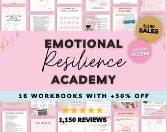 Arbeitsbuchpaket der Emotional Resilience Academy, Arbeitsbuch zur psychischen Gesundheit, geführte Tagebuchaufforderungen, Goodnotes-Tagebuchaufforderungen, Therapiearbeitsblätter