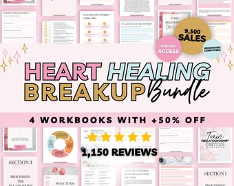Heart Healing Breakup Digital Workbook Bundle, Recover After Heartbreak Worksheets, Guided Journal Goodnotes eBook, Self Love Journal