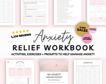 Anxiety Relief Digital Workbook, Anxiety Journal Printable, Mental Health Journal, Therapy Worksheets, Goodnotes Emotional Intelligence