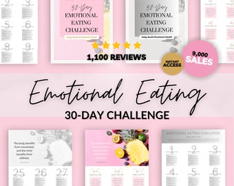 30 Day Emotional Eating Challenge Digital Download, Mindful Eating Challenge, Emotional Regulation Worksheet, Mental Health Printable