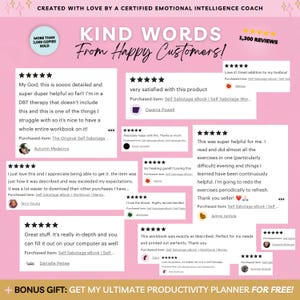 Overcome self-sabotage with this digital workbook. A guided journal packed with exercises, prompts, and worksheets to break negative patterns, build self-trust, and create lasting change. Designed by an Emotional Intelligence Coach, this 60-page PDF is perfect for personal growth, therapy support, and self-reflection. Works in Goodnotes, Notion, and as a printable. Instant download for self-awareness, emotional healing, and mindful goal-setting.