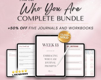 Find Yourself Journal Prompts Bundle, Self-Discovery & Self-Help Printables, Self-Exploration Workbook, Digital Self-Improvement Journal PDF