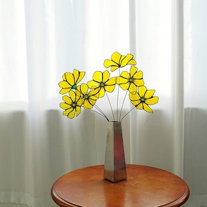Glasmalerei Gelbe Blumensträuße-Gänseblümchen Blume Kunst-Sträuße für sie-Space Highlights-Sonnenfänger Blume-Geschenk für Mama-Wohnkultur