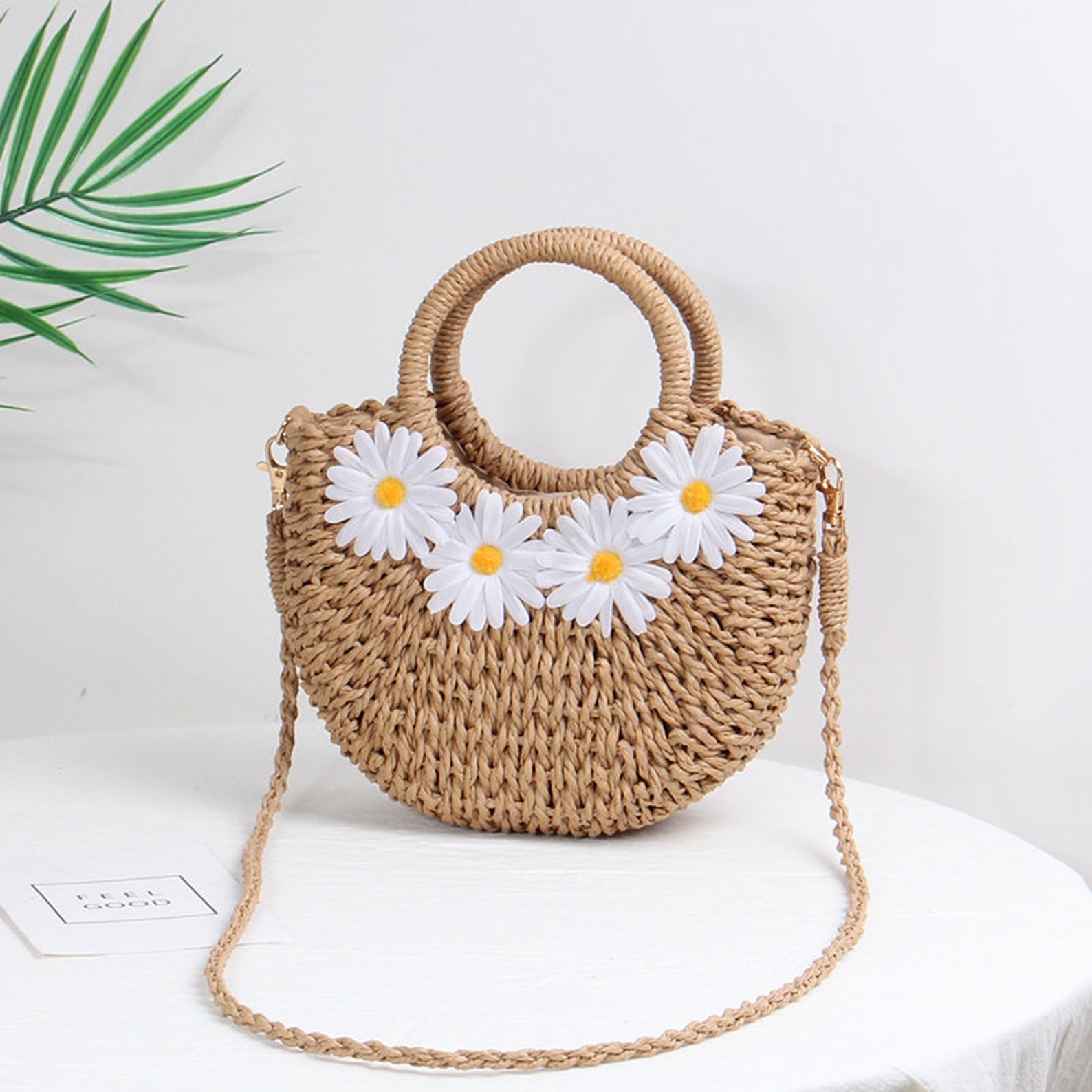 Straw bag fresh small daisy flower bag portable woven bag Etsy