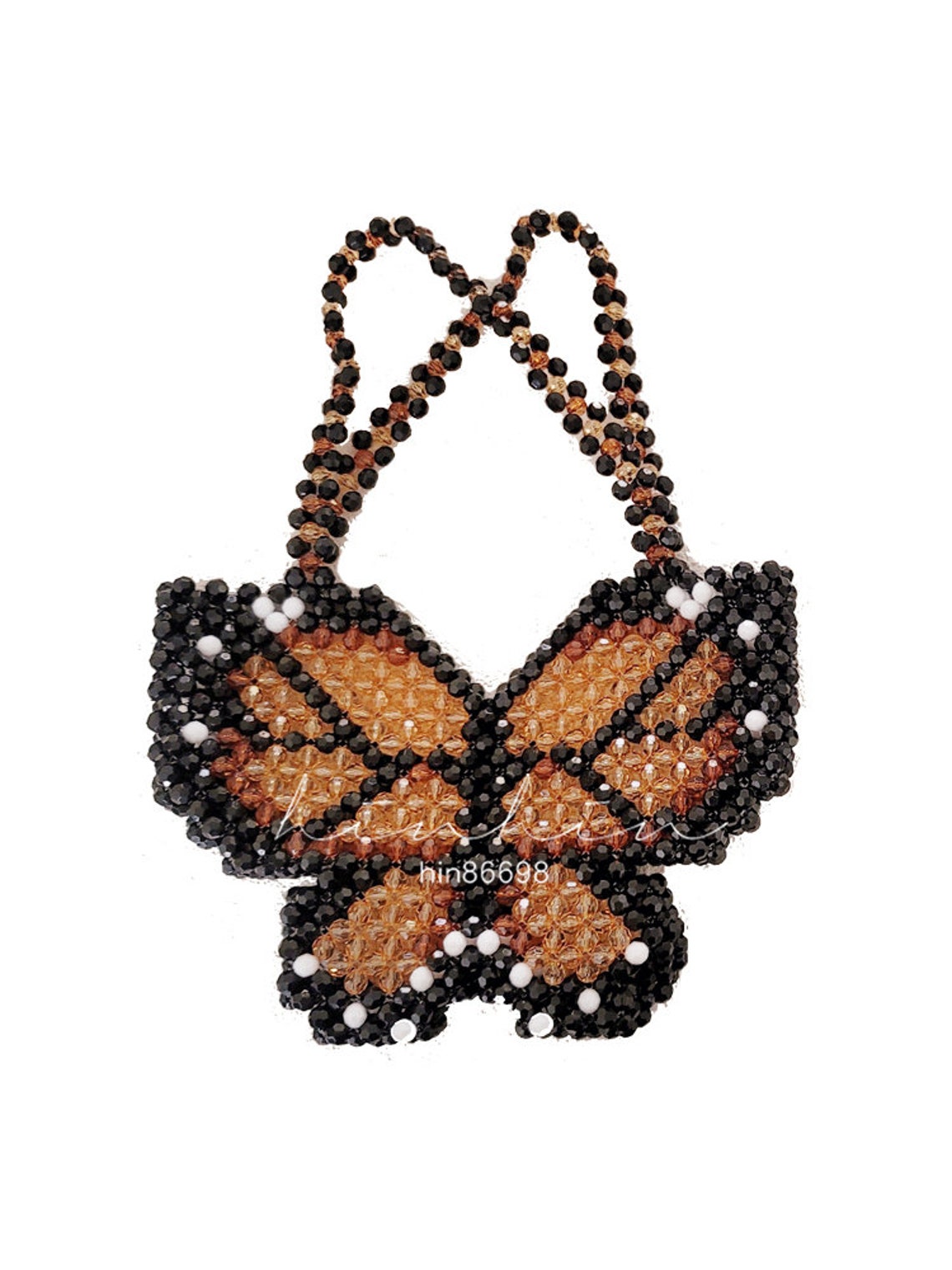 Vintage Butterfly Beaded Bag Handwoven Acrylic Beaded Bag Etsy