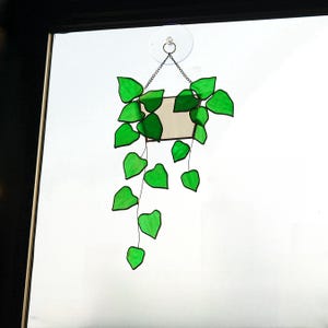 Plant stained glass window hangings home decor Boho home plant suncatcher gift for plane lover christmas gift