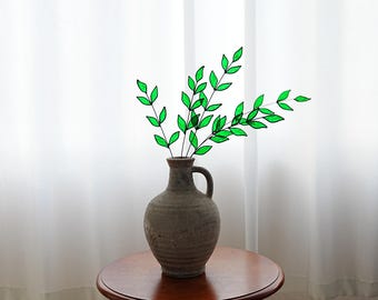 Stained Glass Plant Leaves: Greenery Home Decor