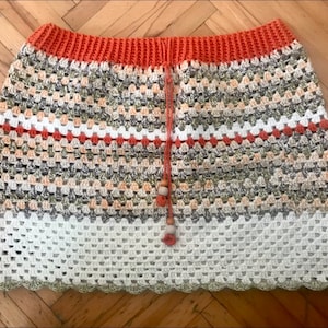 Granny Square Skirt, Crochet Skirt, Beachwear, Boho Style, Knitting Skirt, Mini Skirt, Gift for Her, Festival Clothes, Stylish, Cool, Retro