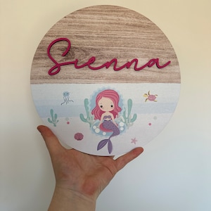 personalised mermaid plaque | Birthday gift | home decor | bedroom name plaque | nursery and playroom decor