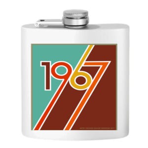1967 Birthday Stainless Steel Hip Flask: Retro Alcohol Gift