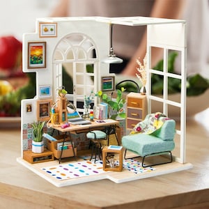 DIY Kit Kit for Miniature Room Office DGM01 SOHO Time Craft Set Model Building Dollhouse Creative Gift Robotime Rolife