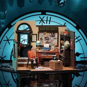 DIY Kit Construction Kit for Miniature Moses Detective Agency DG157 Mose’s Detective Agency Craft Set Model Building Dollhouse Creative Gift Robotime Rolife