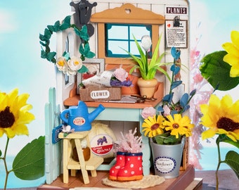 Craft Kit Beginner DIY Kit for Miniature Mini Flower Room DS030 Dreaming Terrace Garden Model Building Dollhouse Creative Gift Rolife