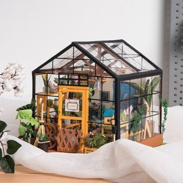 DIY Kit Bausatz für Miniatur Haus Gewächshaus DG104 Cathy's Flower House Bastelset Modellbau Puppenhaus Kreatives Geschenk Robotime Rolife