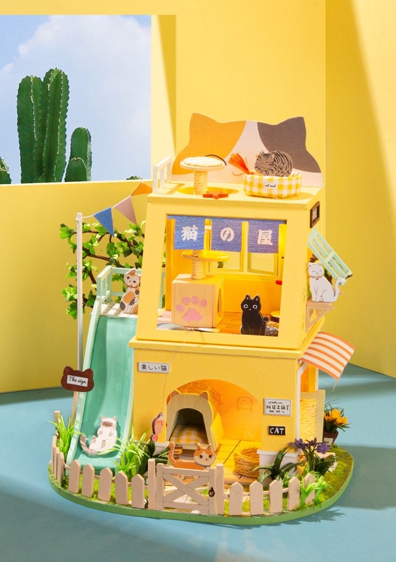 Kit de bricolage Kit pour maison miniature maison de chat de Style japonais  DG149 maison de chat modèle de construction maison de poupée cadeau créatif  Robotime Rolife -  France