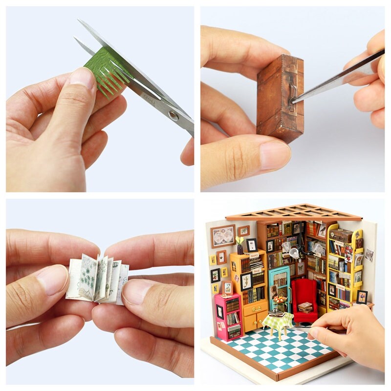 Kit de bricolage pour chambre Miniature, bureau, DGM01 SOHO, ensemble  d'artisanat du temps, maison de poupée, cadeau créatif, Robotime Rolife -   France