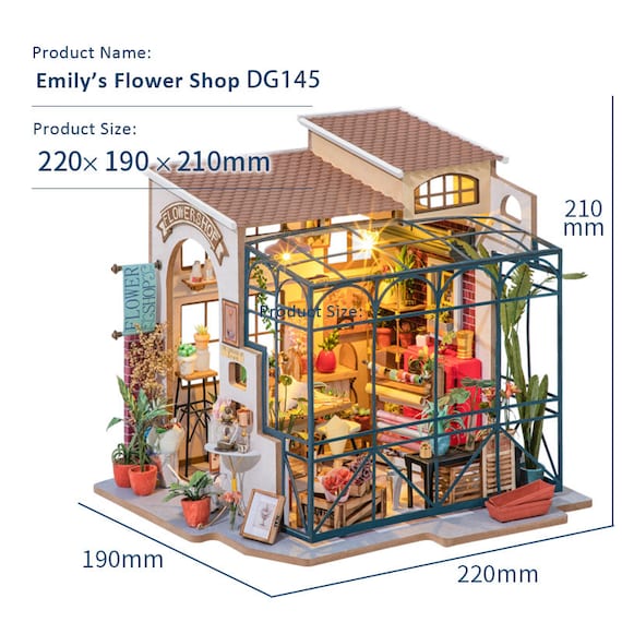 DIY Kit Kit for Miniature House Flower Shop DG145 Emily's Flower Shop Craft  Set Model Building Dollhouse Creative Gift Robotime Rolife 