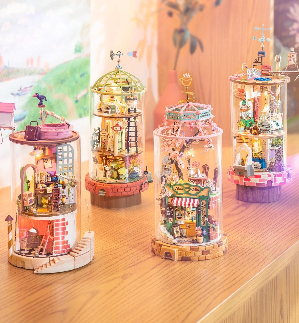 ROBOTIME Maison de Poupées en Bois - NO.17 Café, DIY Miniature House,  Cadeau de Modèle de Maison d'Artisanat Bricolage, Maquette 3D a Construire,  Jouets Faits à la Main pour Enfants : 
