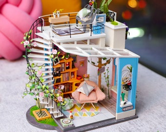Kit de bricolage Kit pour maison miniature salon de thé et pâtisserie DG146  ensemble d'artisanat modèle de construction maison de poupée cadeau créatif  Robotime Rolife -  France