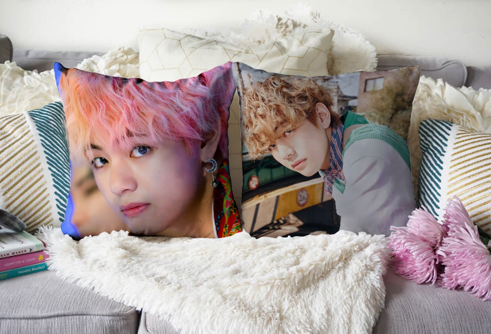 Bts V Pillow CoverBts V Pillow Case Bts V Throw Pillow Bts Etsy