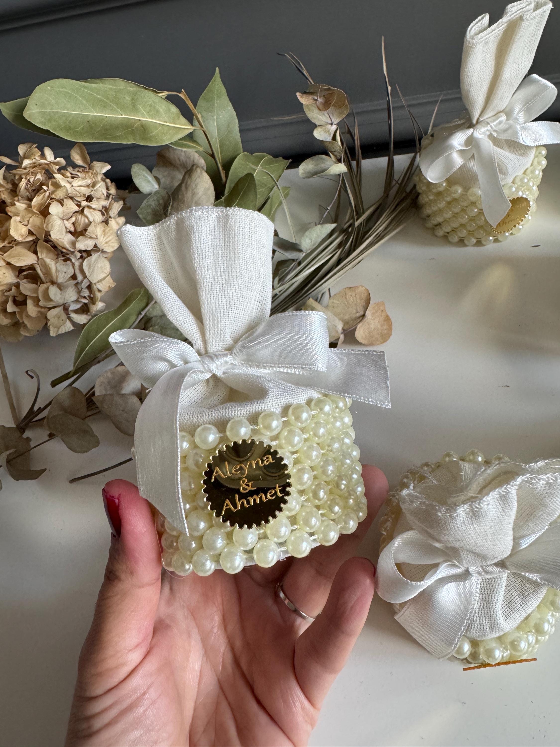 Mini Pearl Bag,Personalized Community Gift, Chocolate or Henna in a Bag,Miniature Bag pouch With Pearl Design, Wedding Gift,Wedding Chocolat