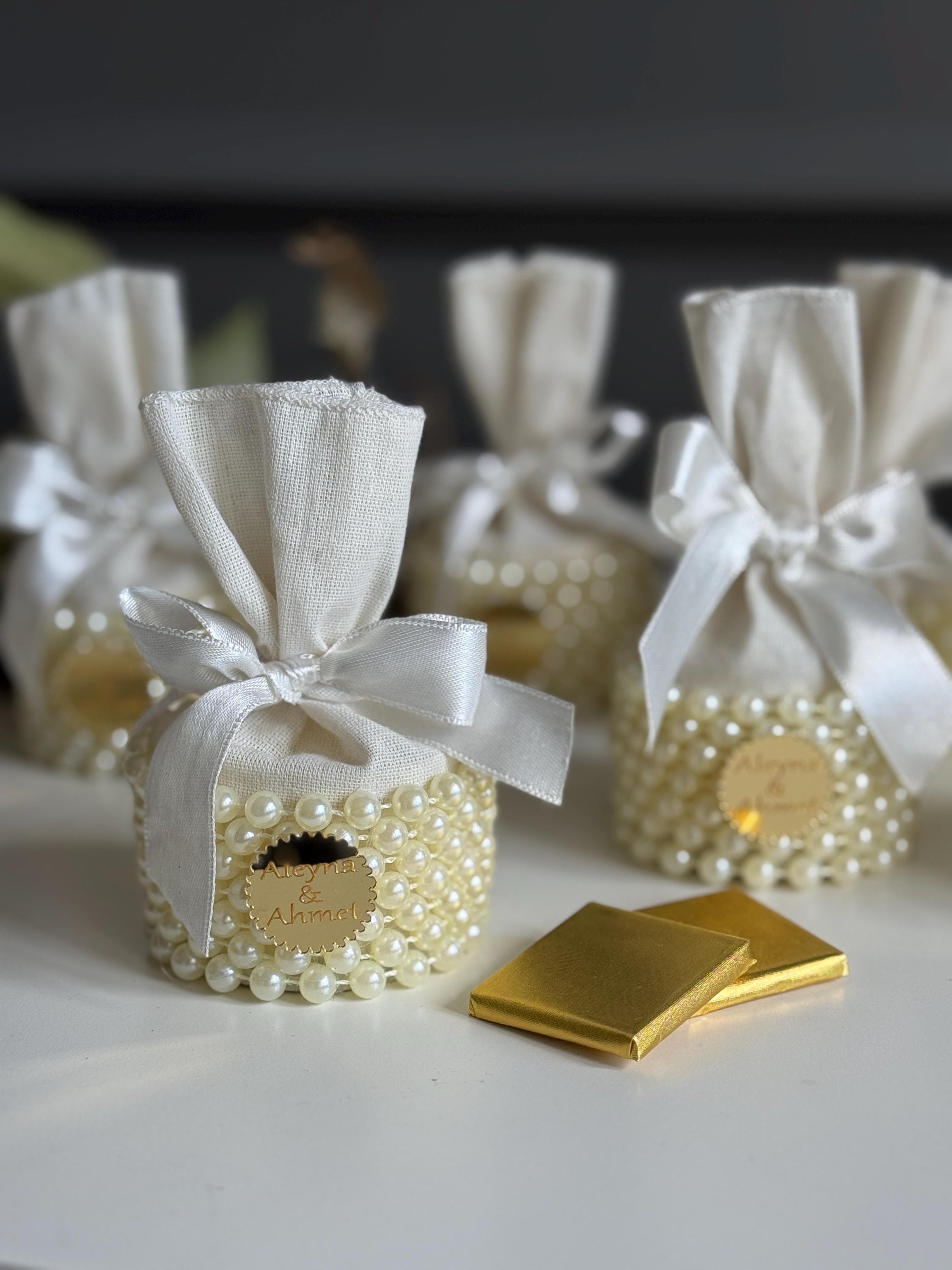 Mini Pearl Bag,Personalized Community Gift, Chocolate or Henna in a Bag,Miniature Bag pouch With Pearl Design, Wedding Gift,Wedding Chocolat