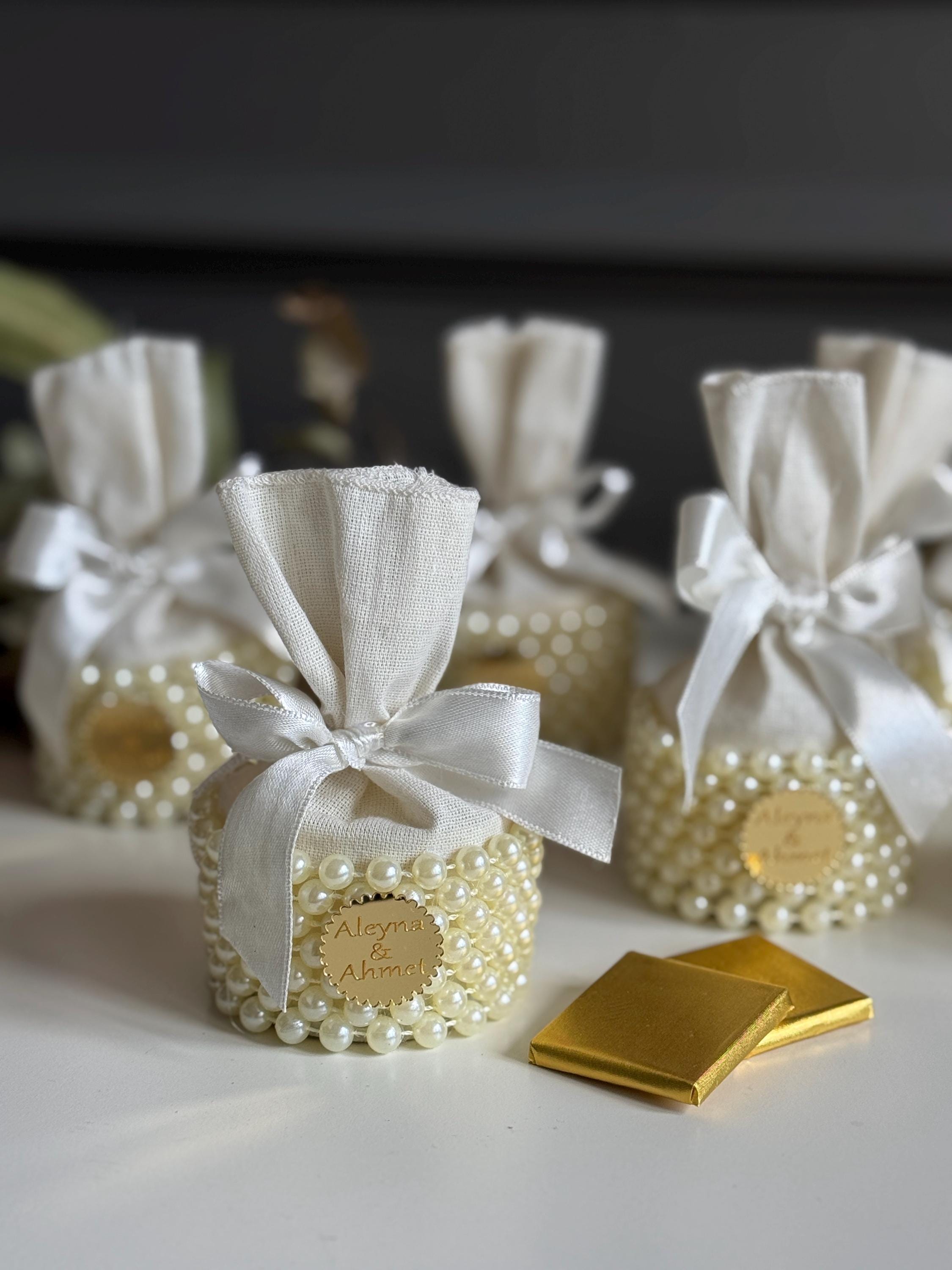 Mini Pearl Bag,Personalized Community Gift, Chocolate or Henna in a Bag,Miniature Bag pouch With Pearl Design, Wedding Gift,Wedding Chocolat