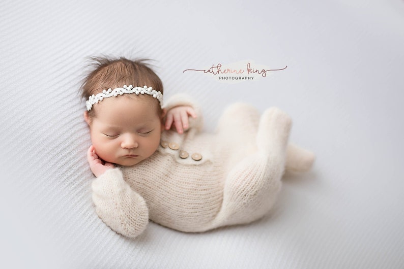 Newborn Footed Romper Baby Photo Prop Bear Outfit Knit Romper Bear