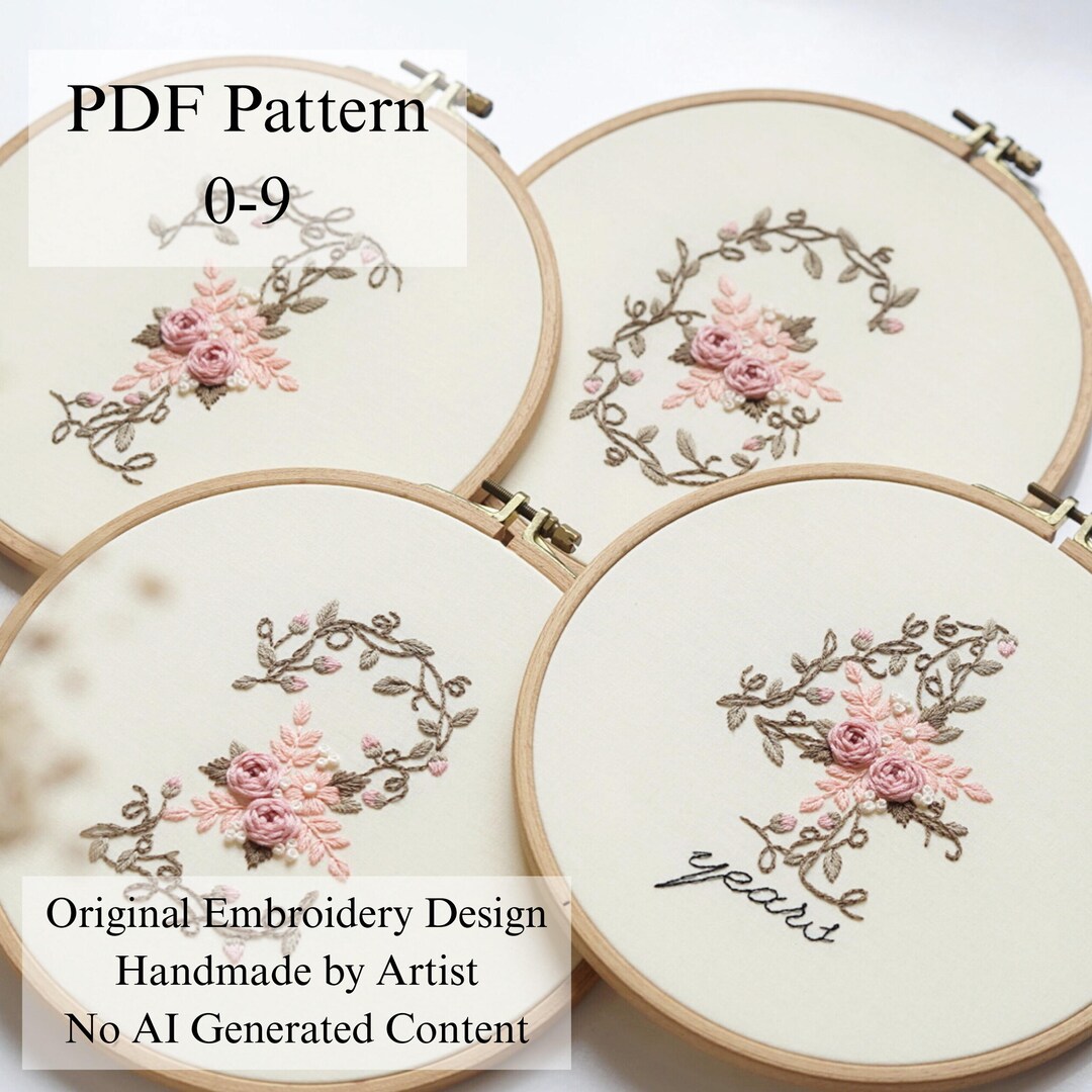 Number Ivy Hand Embroidery Pattern: Beginner DIY Wedding Design