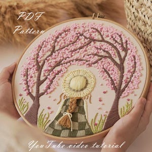 PDF pattern+ video tutorial/Anne in the spring- Hand embroidery pattern-Embroidery pattern-Embroidery designs-Beginner embroidery pattern