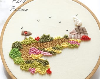 Road of Love Hand Embroidery Pattern: Beginner DIY Project (PDF Pattern + Video Tutorial)