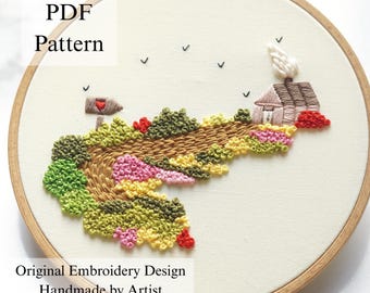 Road of Love Hand Embroidery Pattern: Beginner DIY Project (PDF Pattern + Video Tutorial)
