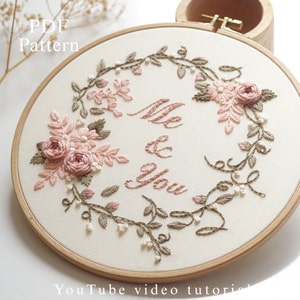 PDF pattern+ video tutorial/Us-embroidery pattern-Embroidery pattern-Wedding Embroidery designs-Beginner embroidery pattern