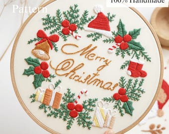 Christmas Embroidery Pattern: Holiday Wreath (PDF Pattern + Video Tutorial)