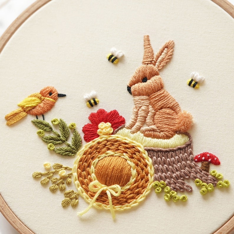 Rabbit Jungle Embroidery Pattern: Beginner DIY Project (PDF Pattern ...