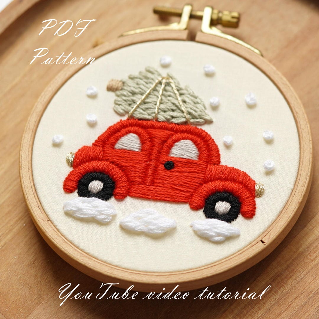PDF Pattern+ Video Tutorial/christmas Car-embroidery Pattern-christmas ...