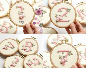 Pinky Rose Numbers Embroidery Pattern 0-9: Beginner DIY (PDF Pattern + Video Tutorial)