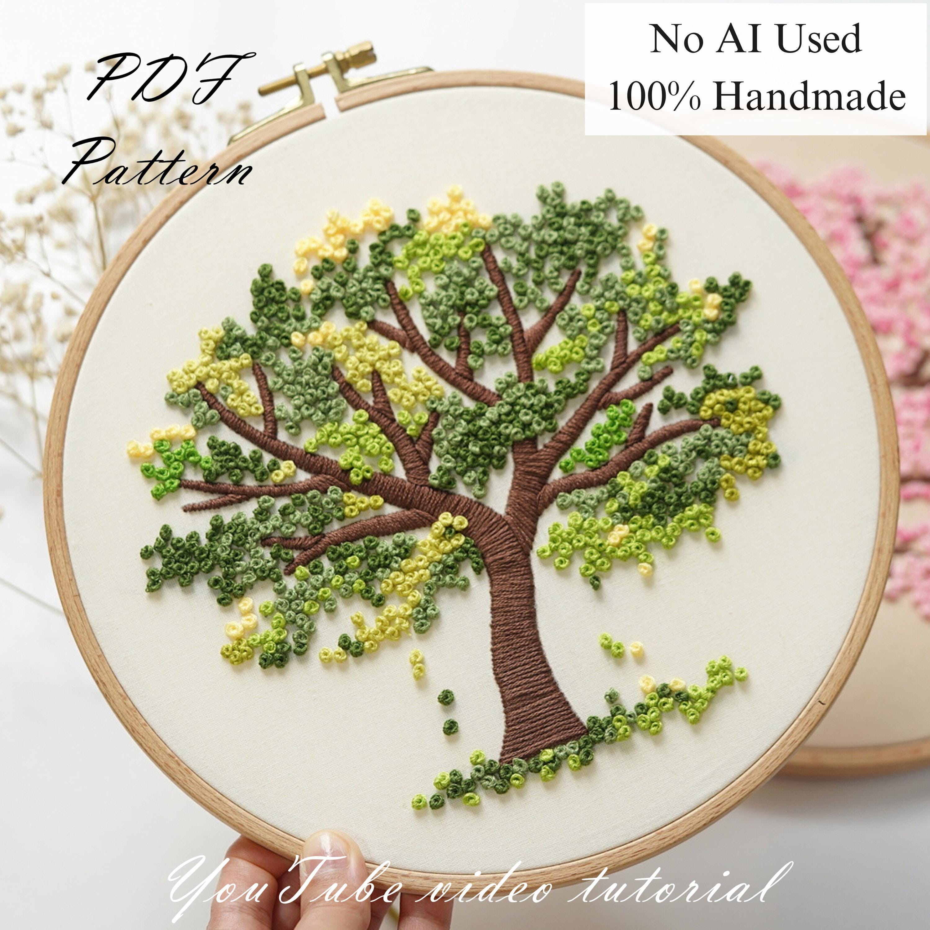 L'arbre de Noé 刺繍パターン集(絶版) 緑の木の刺繍パターン：初心者向けDIYプロジェクト（PDFパターン＋動画