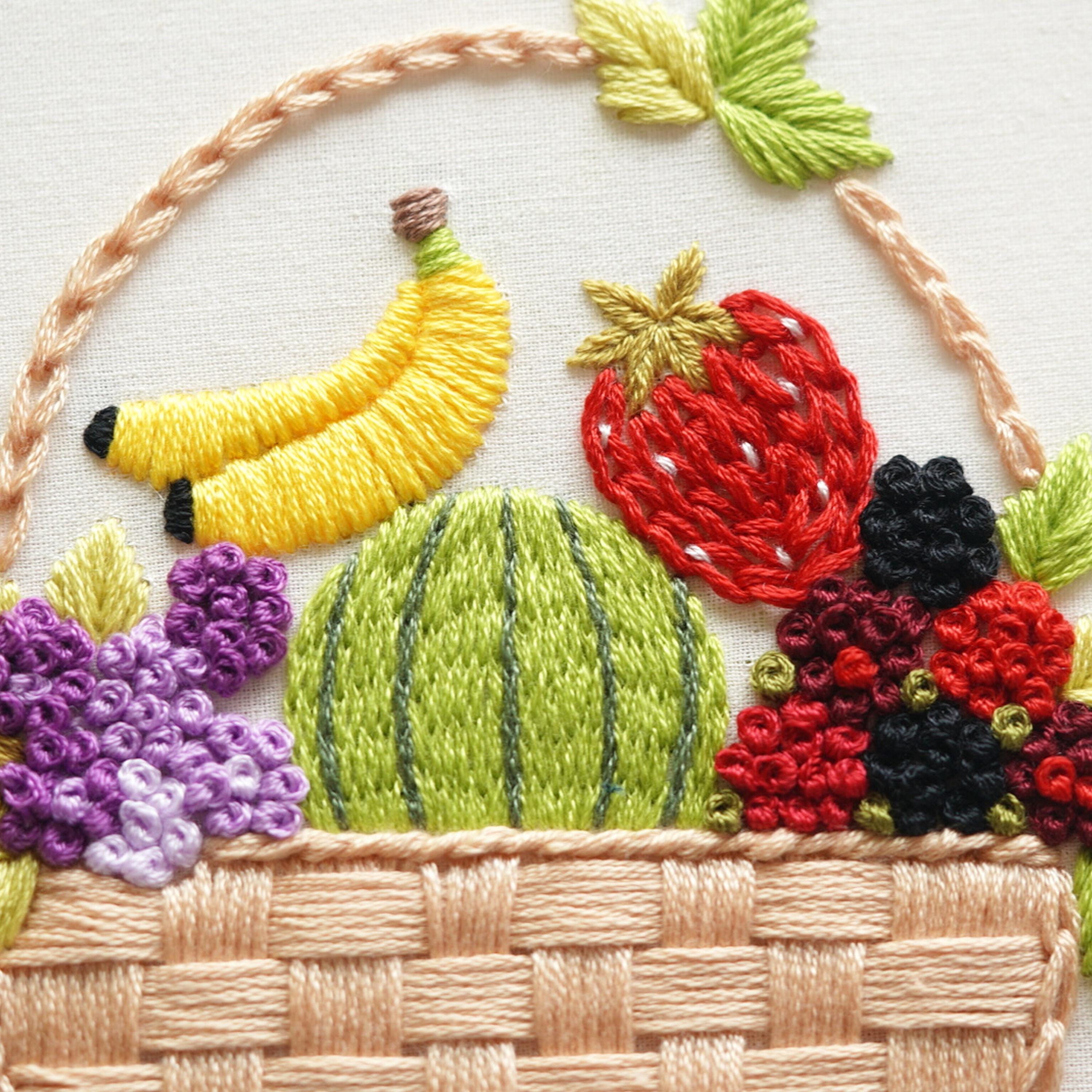 Fruit Basket Embroidery Pattern: Beginner Hand Stitch Project (PDF ...