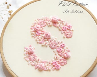 Alphabet Blossoms Embroidery Pattern: Beginner DIY Wedding Design (PDF Pattern + Video Tutorial