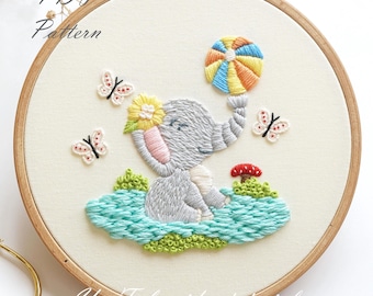 Elephant Embroidery Pattern: Beginner Hand Stitch Project (PDF Pattern + Video Tutorial