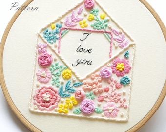 Love Letter Embroidery Pattern: "I love you" Beginner DIY (PDF Pattern + Video Tutorial)
