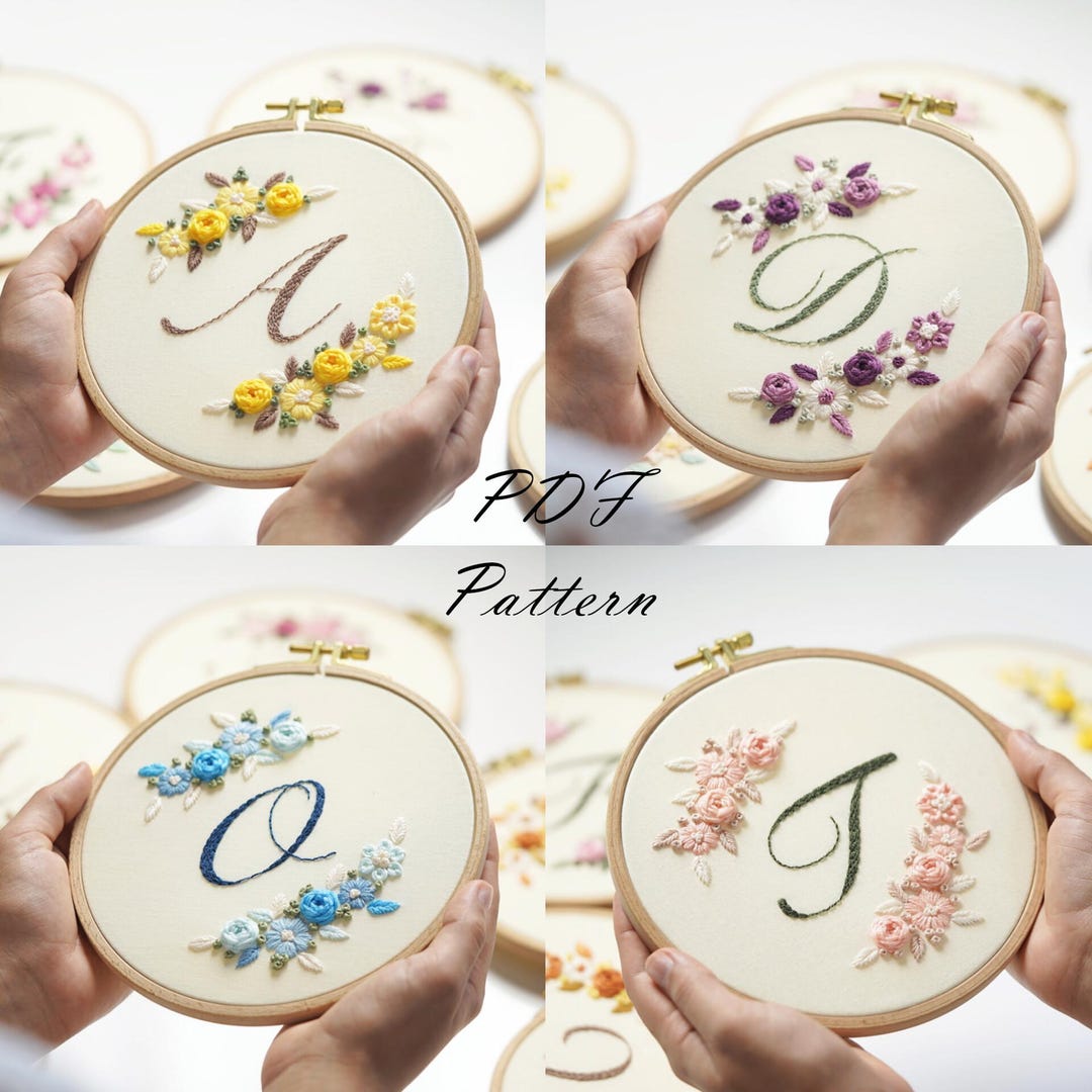 PDF Pattern+ Video Tutorial/alphabet-wreath-hand Embroidery Pattern ...