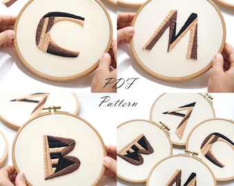 Wooden Alphabet Embroidery Pattern: PDF Pattern + Video Tutorial (Beginner)
