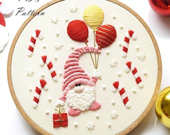 Gnome From the Candy Land Embroidery Pattern: Christmas Design (PDF Pattern + Video Tutorial)