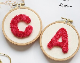 Alphabet Hand Embroidery Pattern: Christmas Fluffy Letters (PDF Pattern + Video Tutorial)