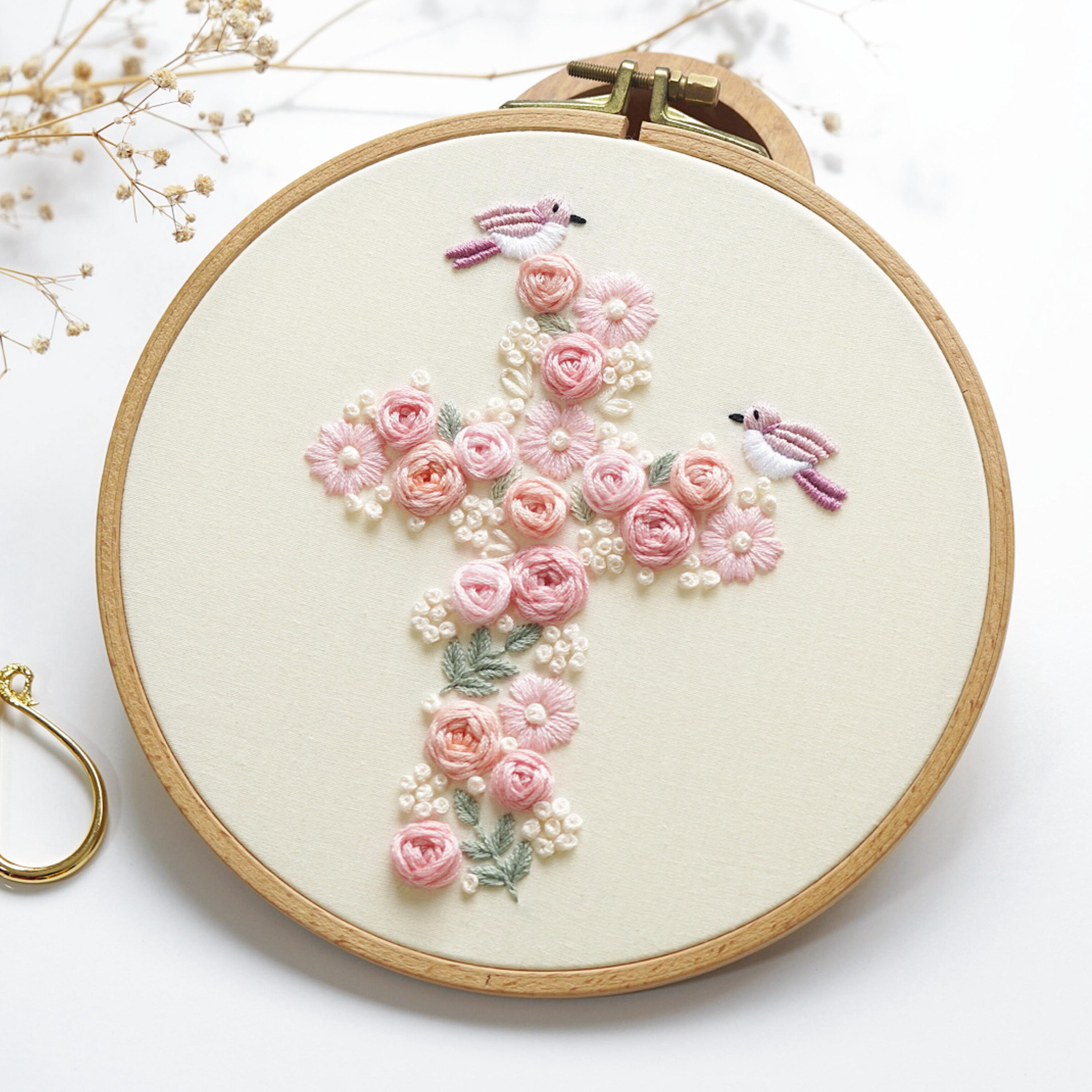 Blossoming Cross Embroidery Pattern: Beginner Hand Stitch (PDF Pattern ...